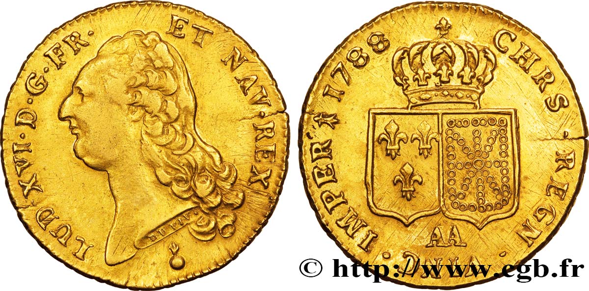 LOUIS XVI Double louis d’or aux écus accolés 1788 Metz TTB/TTB+
