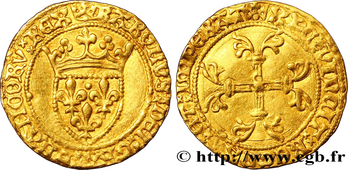 CHARLES VII LE VICTORIEUX Demi-écu d or à la couronne ou demi-écu neuf n.d. Paris TTB+