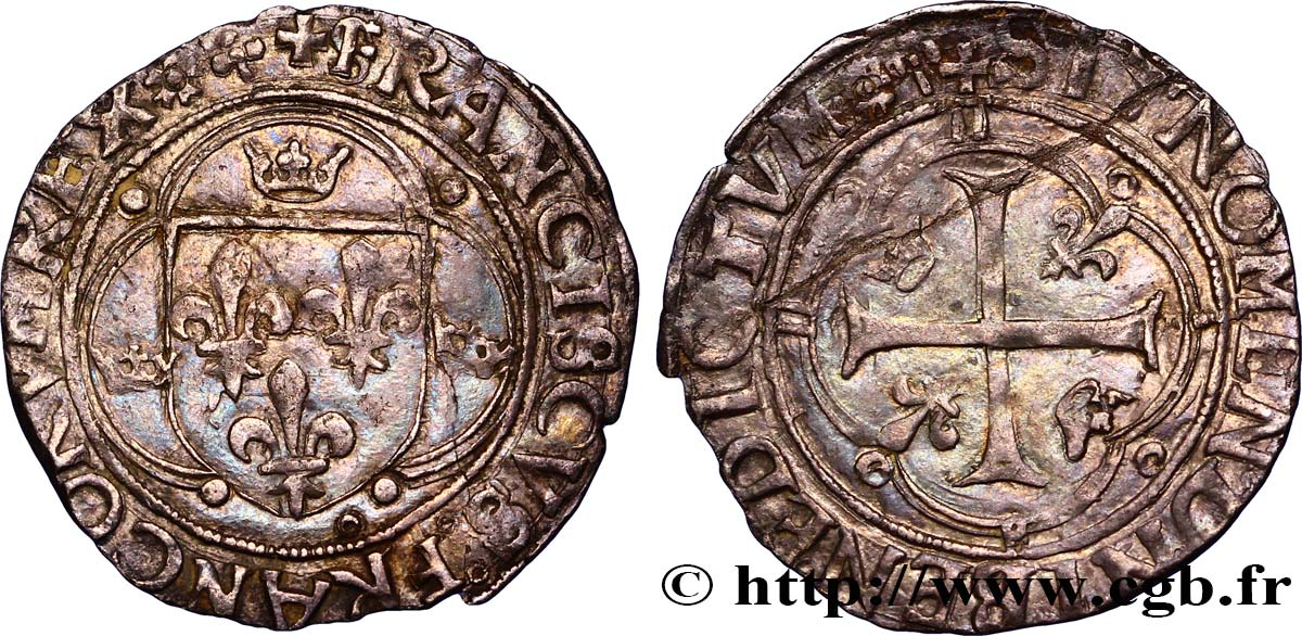 FRANÇOIS IER LE RESTAURATEUR DES LETTRES Grand blanc à la couronne, 1er type n.d. Lyon TTB