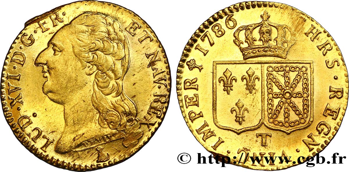 LOUIS XVI Louis d or aux écus accolés 1786 Nantes fST