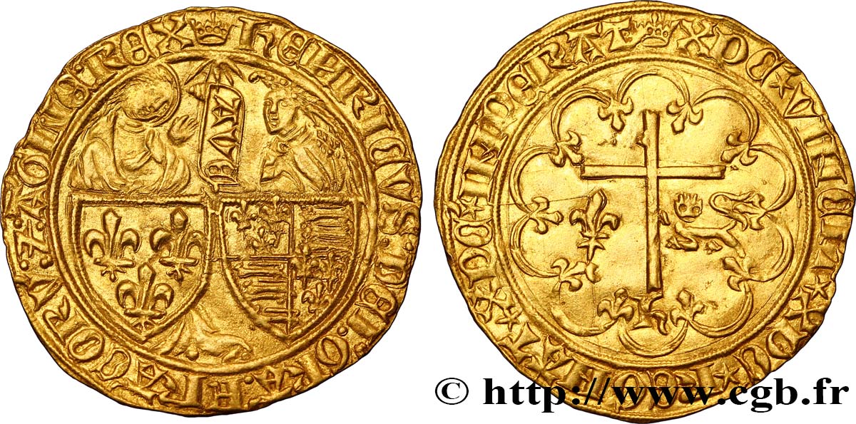 HENRY VI DE LANCASTRE - ROI DE FRANCE (1422-1453) - ROI D&nbsp;ANGLETERRE (1422-1461) et (1470-1471) Salut d&nbsp;or 06/09/1423 Paris SUP
