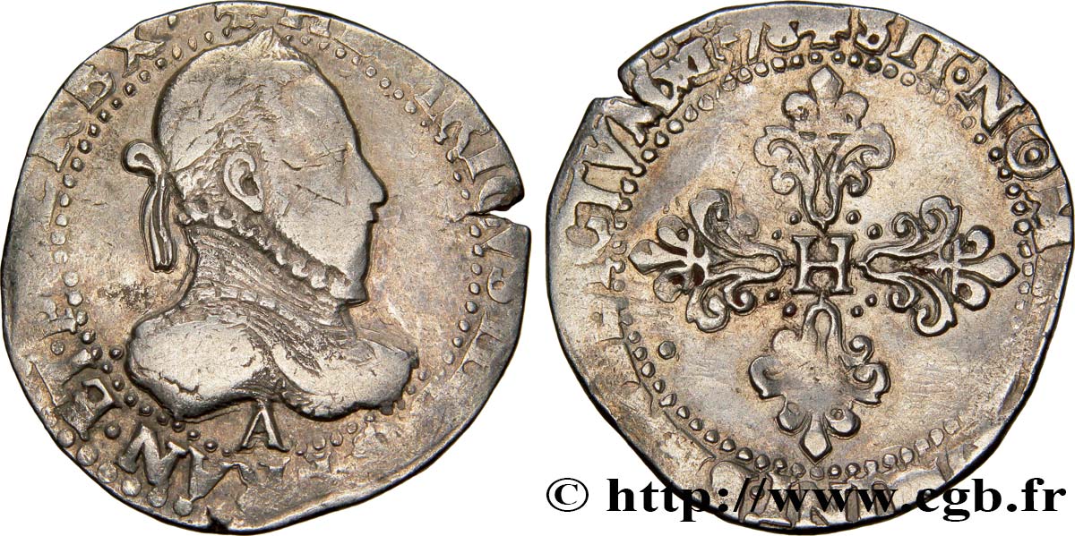 HENRY III Demi-franc au col gaufré 1578 Paris BC/BC+
