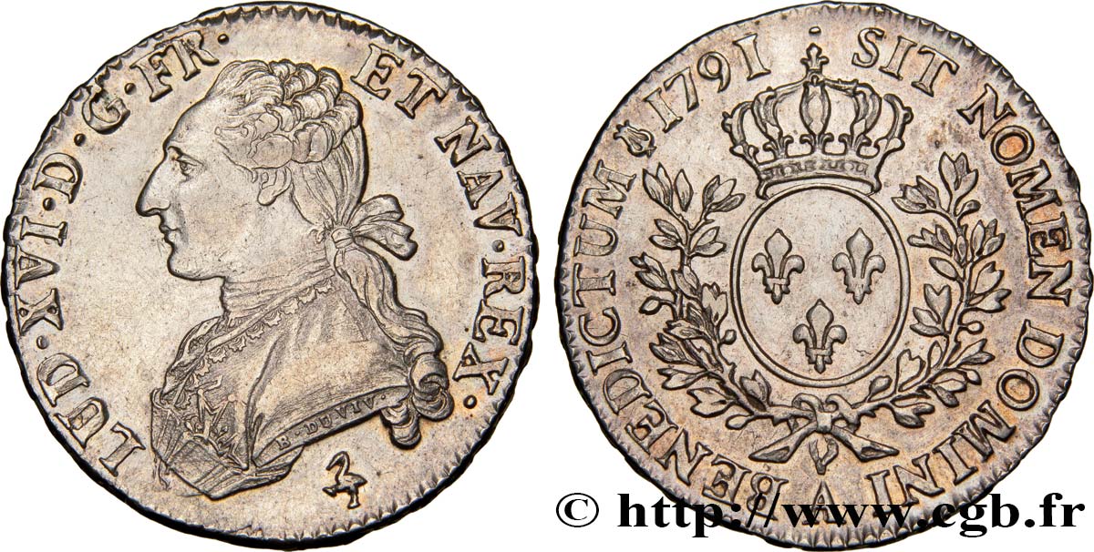 LOUIS XVI Demi-écu aux branches d olivier 1791 Paris SUP