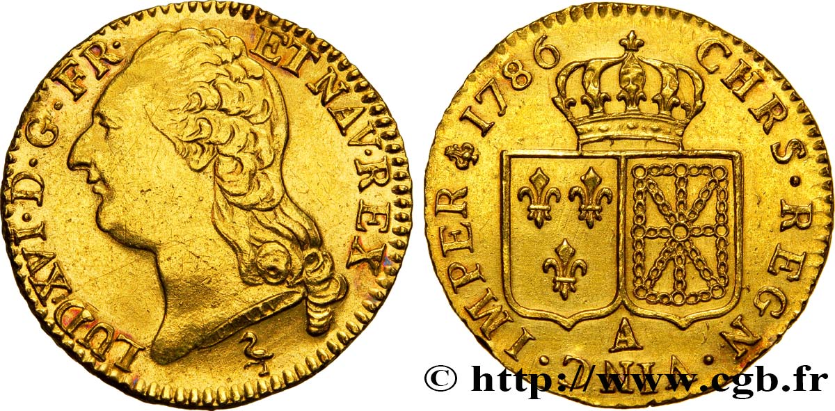 LOUIS XVI Louis d or aux écus accolés 1786 Paris MBC+/EBC