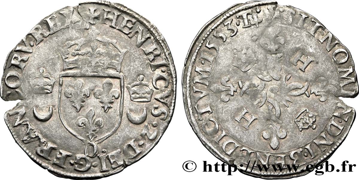 HENRI II Douzain aux croissants 1553 Lyon TTB+/TTB