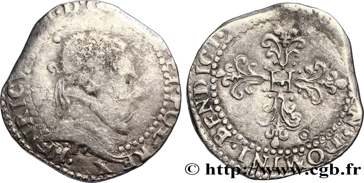 HENRI III Demi-franc au col plat n. d. Limoges TB