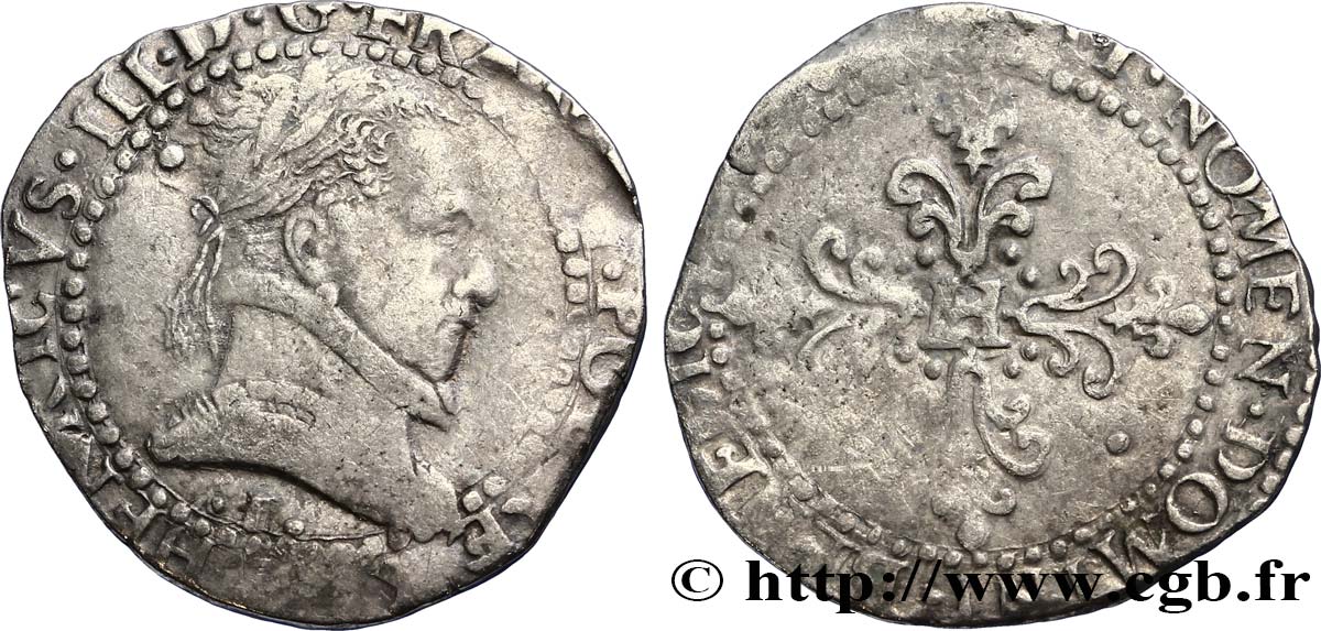 HENRI III Demi-franc au col plat n. d. Limoges TB+