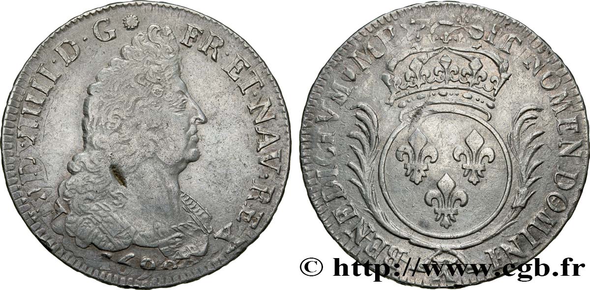 LOUIS XIV LE GRAND OU LE ROI SOLEIL Écu aux palmes 169[...] Amiens TTB+