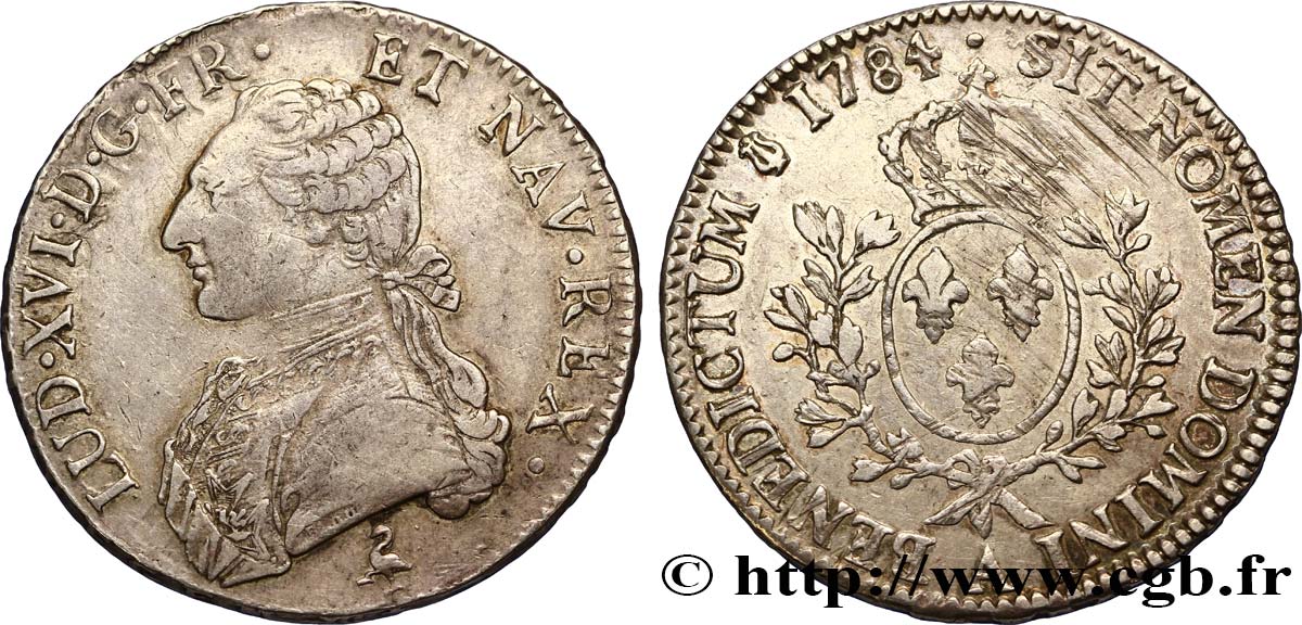 LOUIS XVI Écu aux branches d olivier 1784 Paris TTB