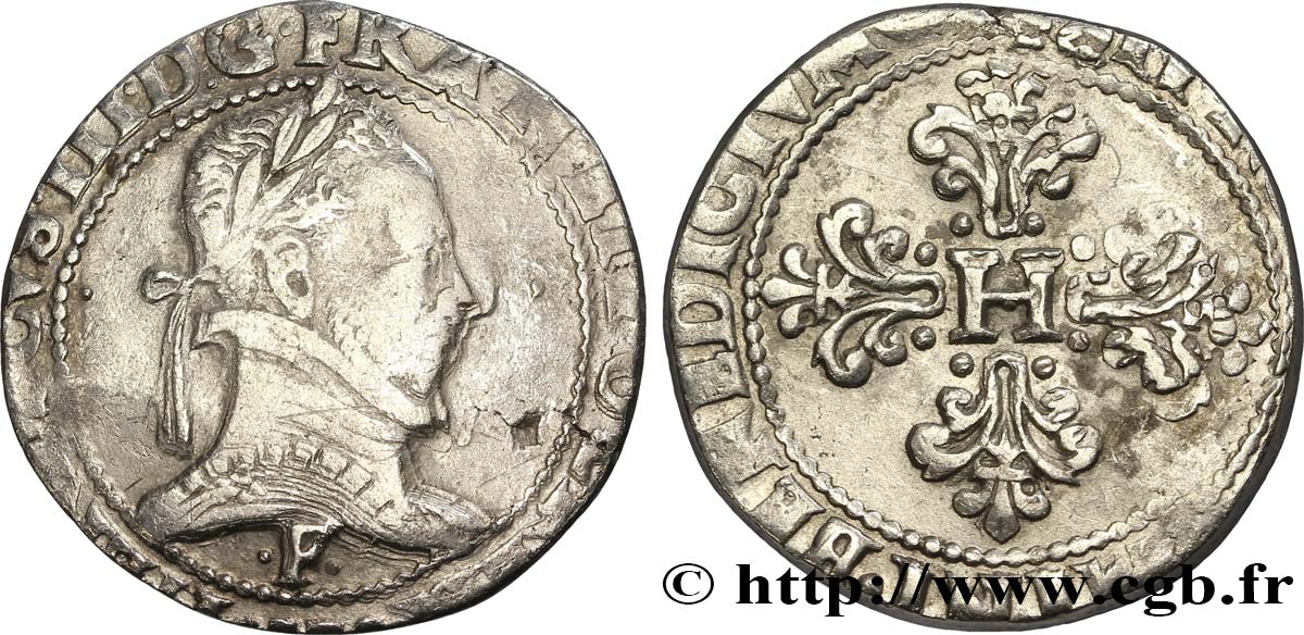 HENRI III Franc au col plat n. d. Angers TB