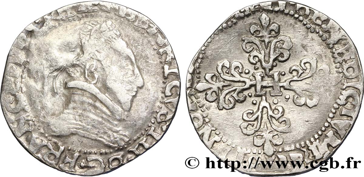 HENRI III Franc au col plat, faux d’époque 1585  TTB