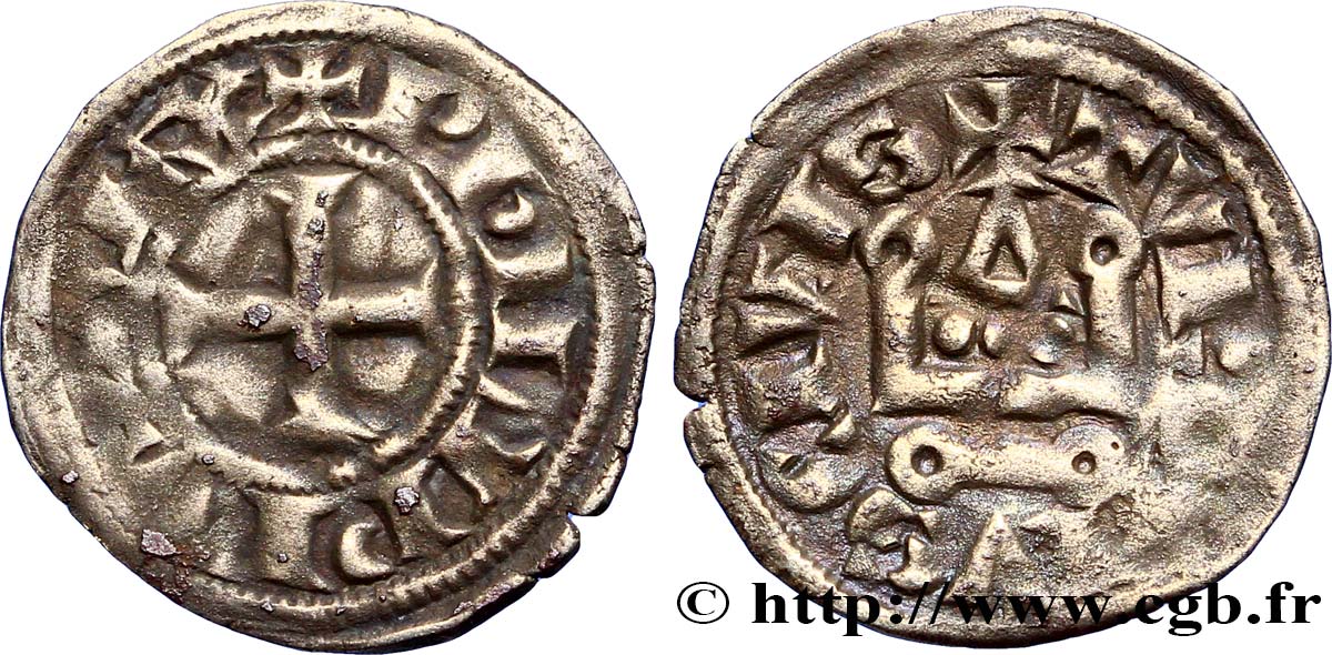 PHILIPPE III LE HARDI ET PHILIPPE IV LE BEL - MONNAYAGE COMMUN (à partir de 1280) Obole tournois à l O rond n.d. s.l. TB+/TTB