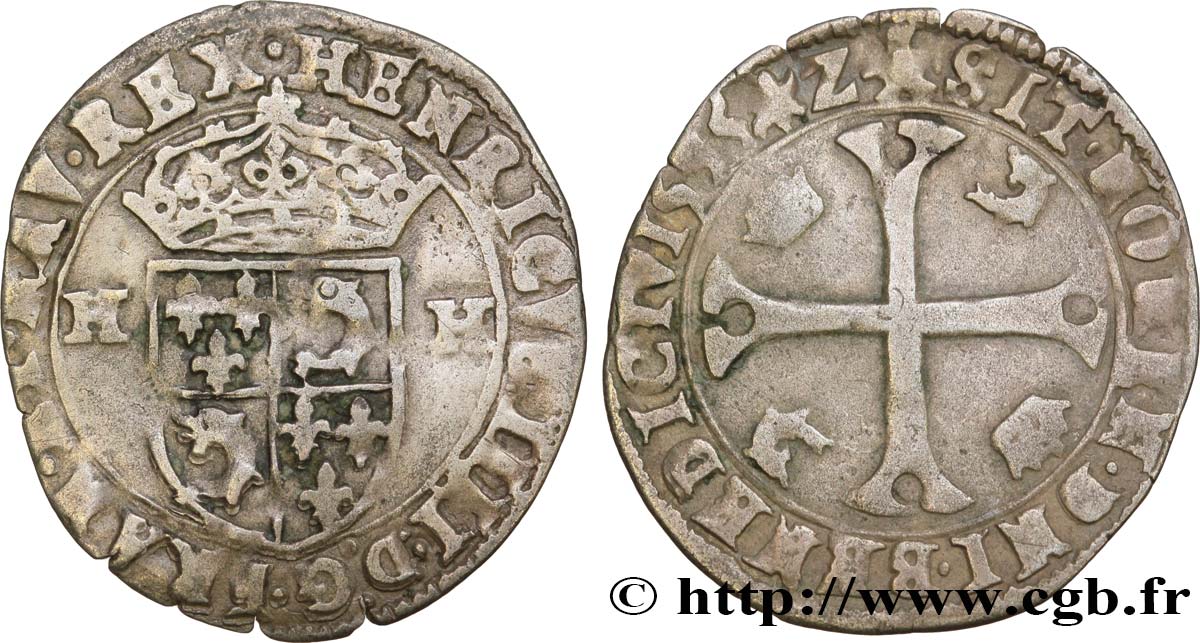 HENRY IV Douzain du Dauphiné aux deux H, 2e type 1595 Grenoble MBC