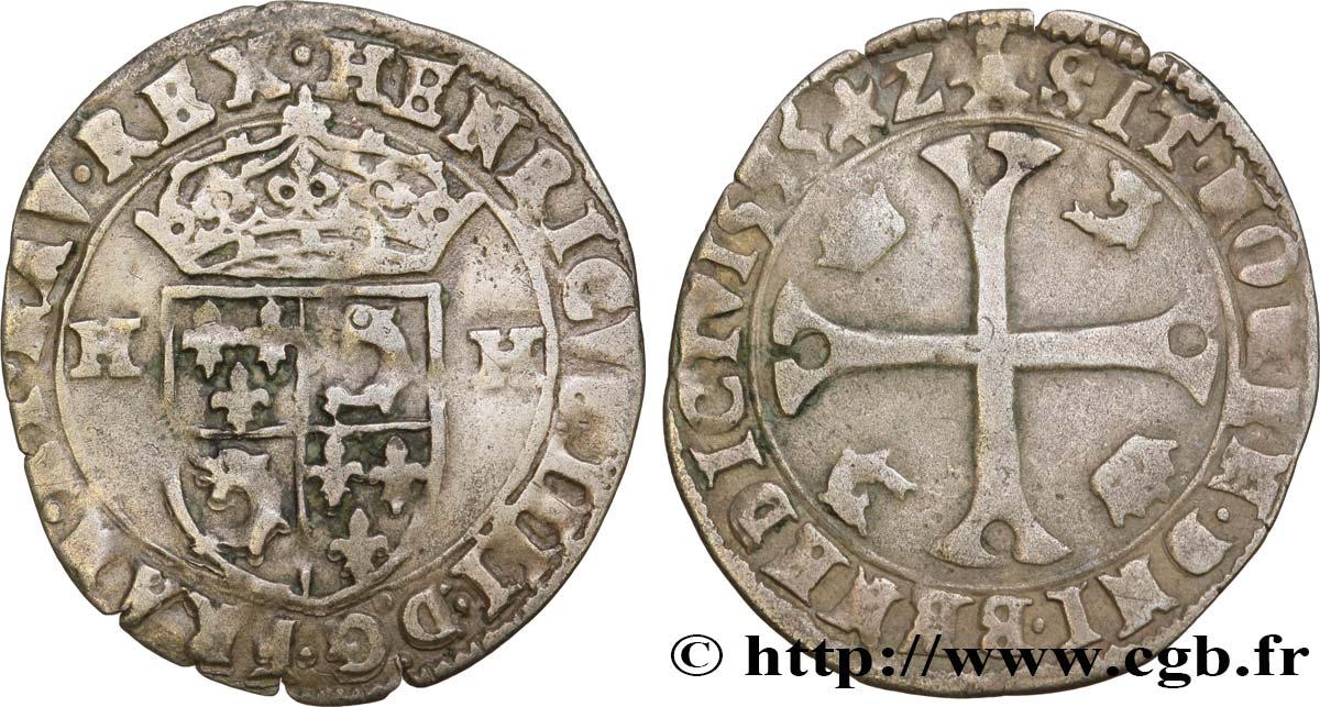 HENRY IV Douzain du Dauphiné aux deux H, 2e type 1595 Grenoble XF