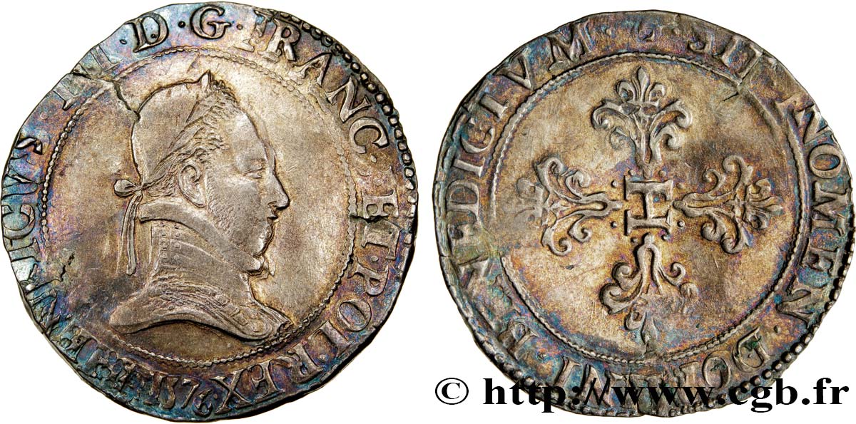HENRY III Franc au col plat 1576 Rennes AU