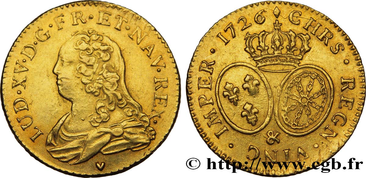 LOUIS XV DIT LE BIEN AIMÉ Louis d or aux écus ovales, buste habillé 1726 Aix-en-Provence TTB+