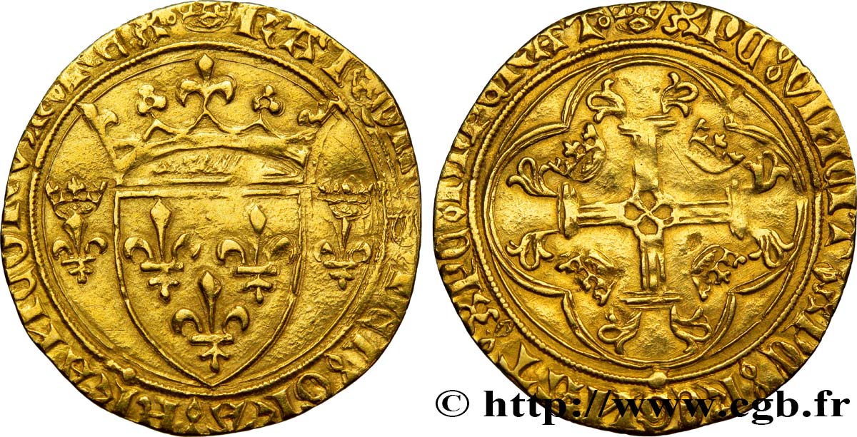CHARLES VII  THE WELL SERVED  Écu d or à la couronne ou écu neuf 18/05/1450 Rouen XF