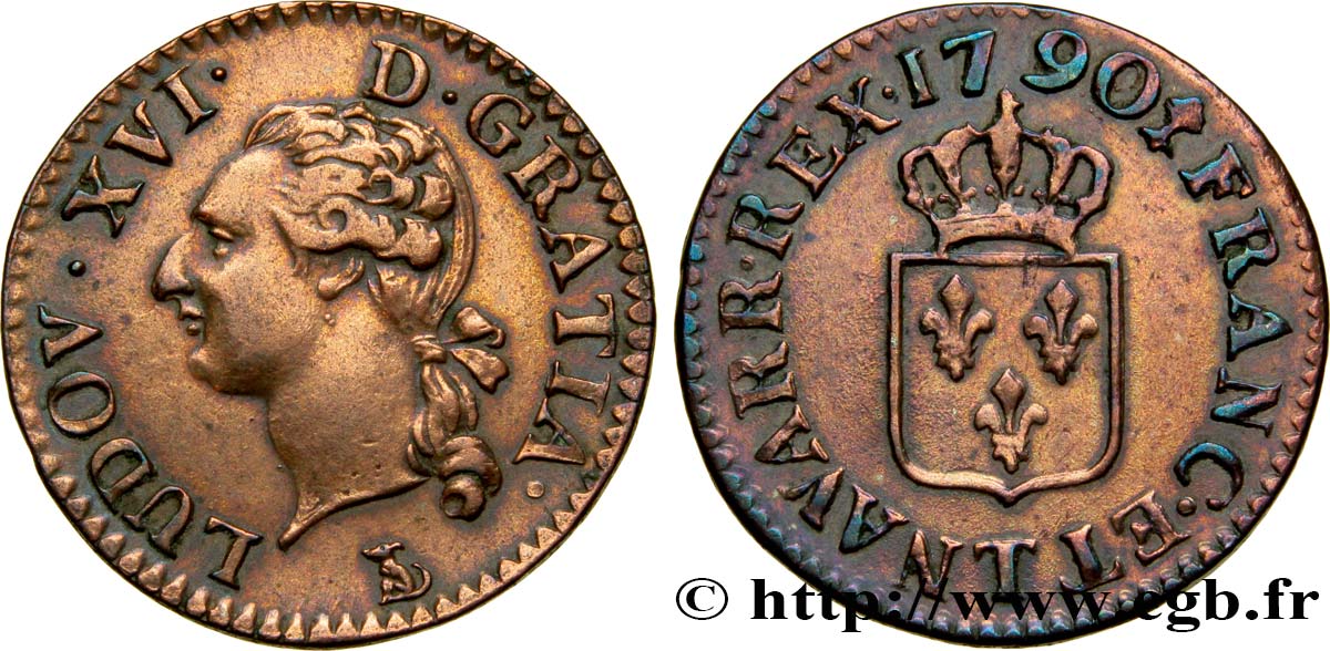 LOUIS XVI Liard dit “à l écu” 1790 Nantes TTB+
