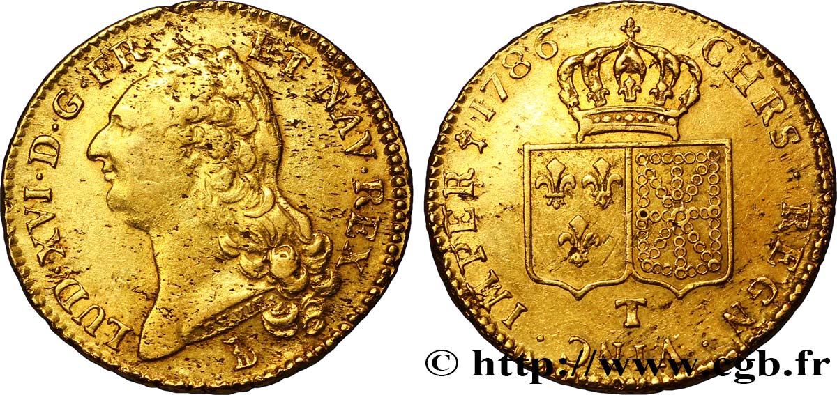 LOUIS XVI Double louis d’or aux écus accolés 1786 Nantes BC+/MBC+