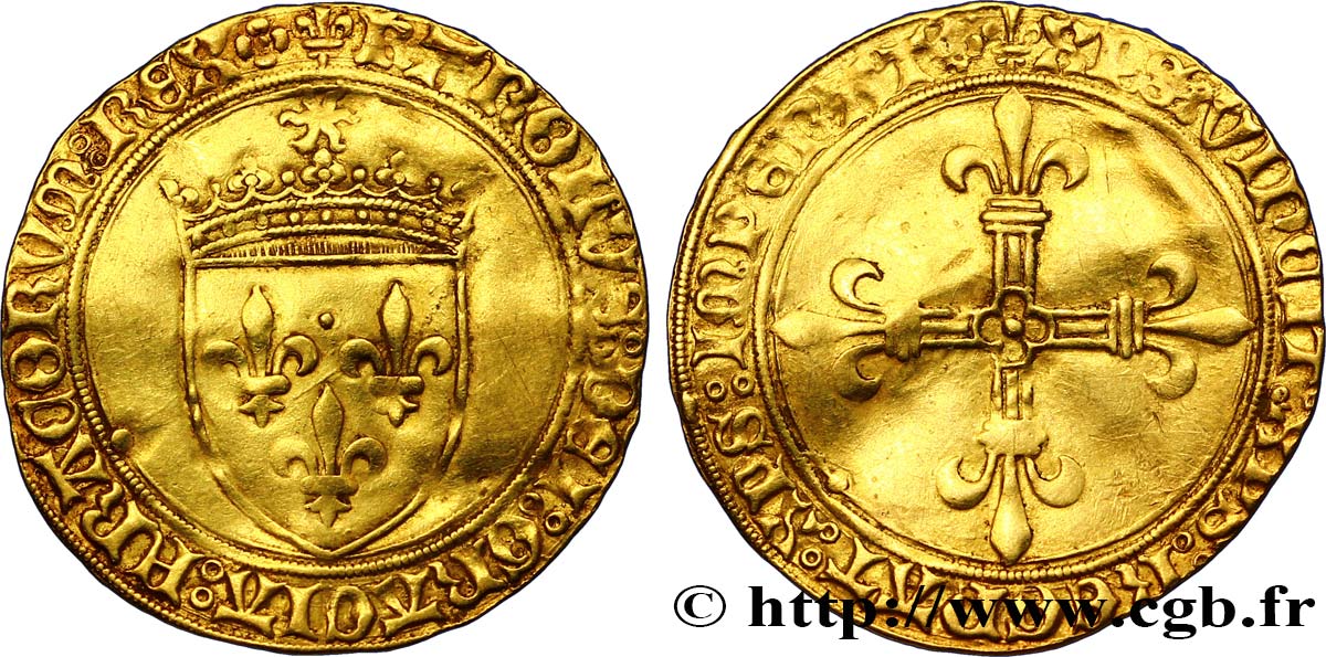 CHARLES VIII Écu d&nbsp;or au soleil n.d. Saint-Lô TTB+/TTB