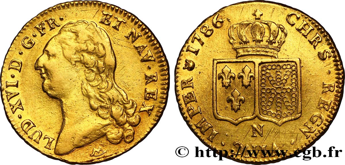 LOUIS XVI Double louis d’or aux écus accolés 1786 Montpellier XF