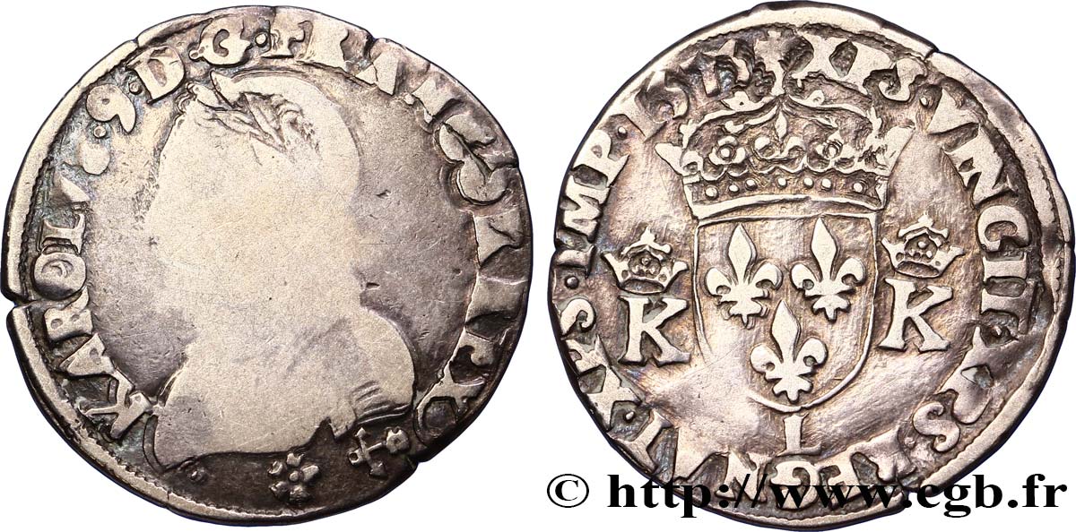CHARLES IX Teston, 4e type 1573 Bayonne TB+/TTB