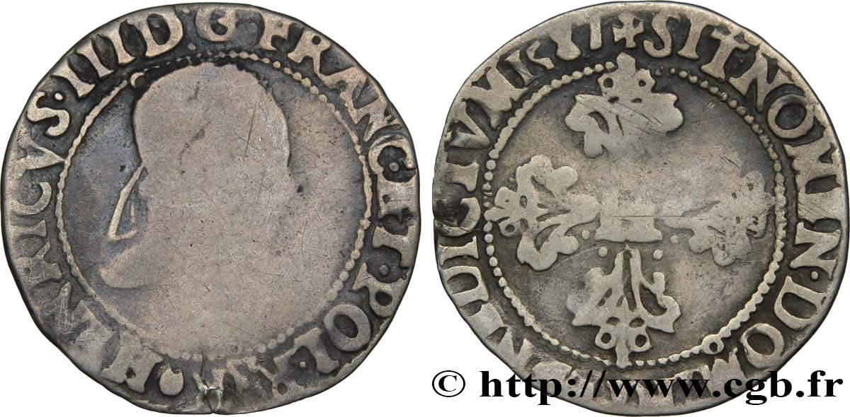 HENRY III Quart de franc au col plat 1587 Rennes SGE/fS