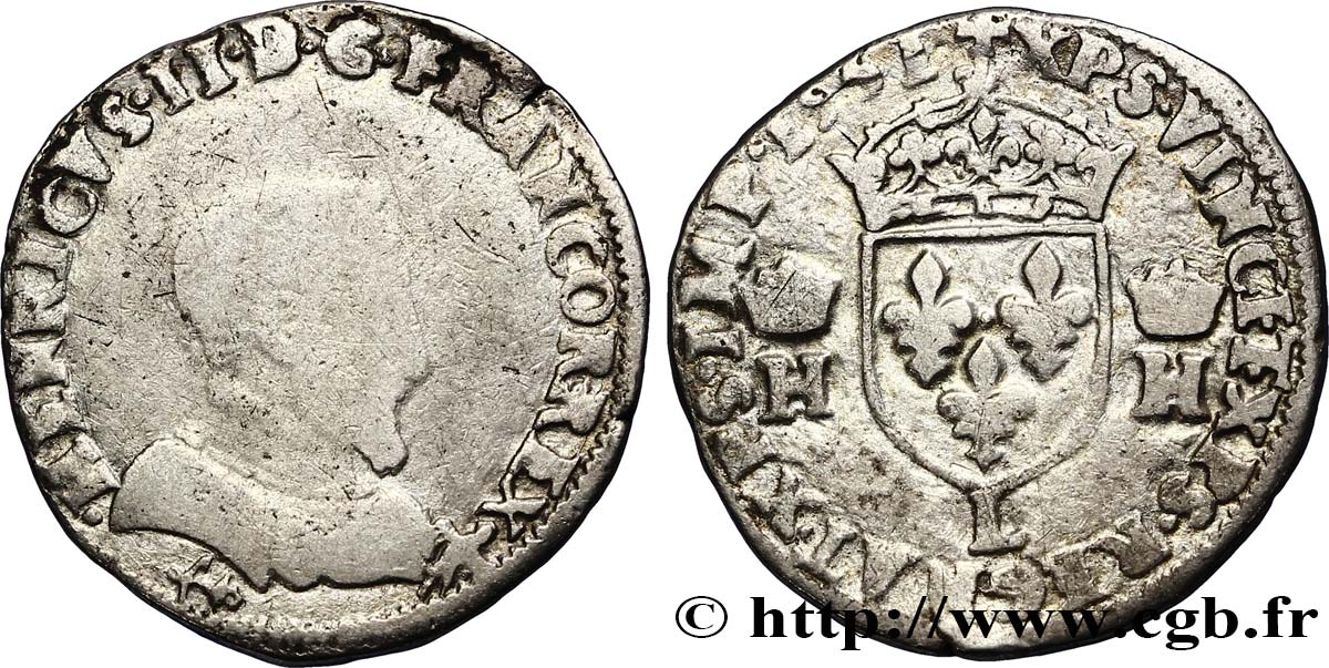 CHARLES IX. COINAGE AT THE NAME OF HENRY II Demi-teston au buste lauré, 2e type 1561 Bayonne BC/BC+