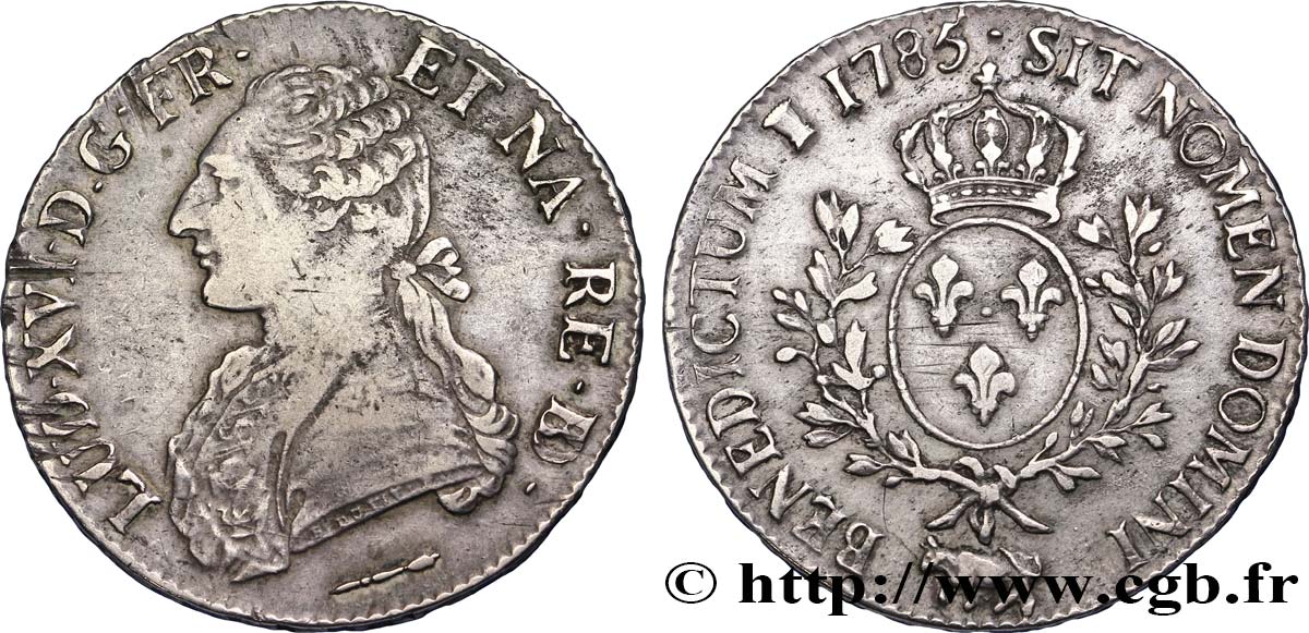 LOUIS XVI Écu aux branches d olivier 1785 Pau TB+/TTB