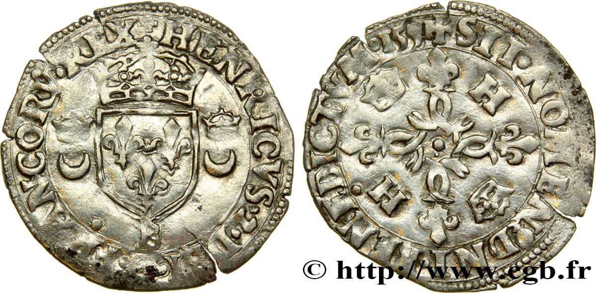 HENRI II Douzain aux croissants 1551 Rouen TTB