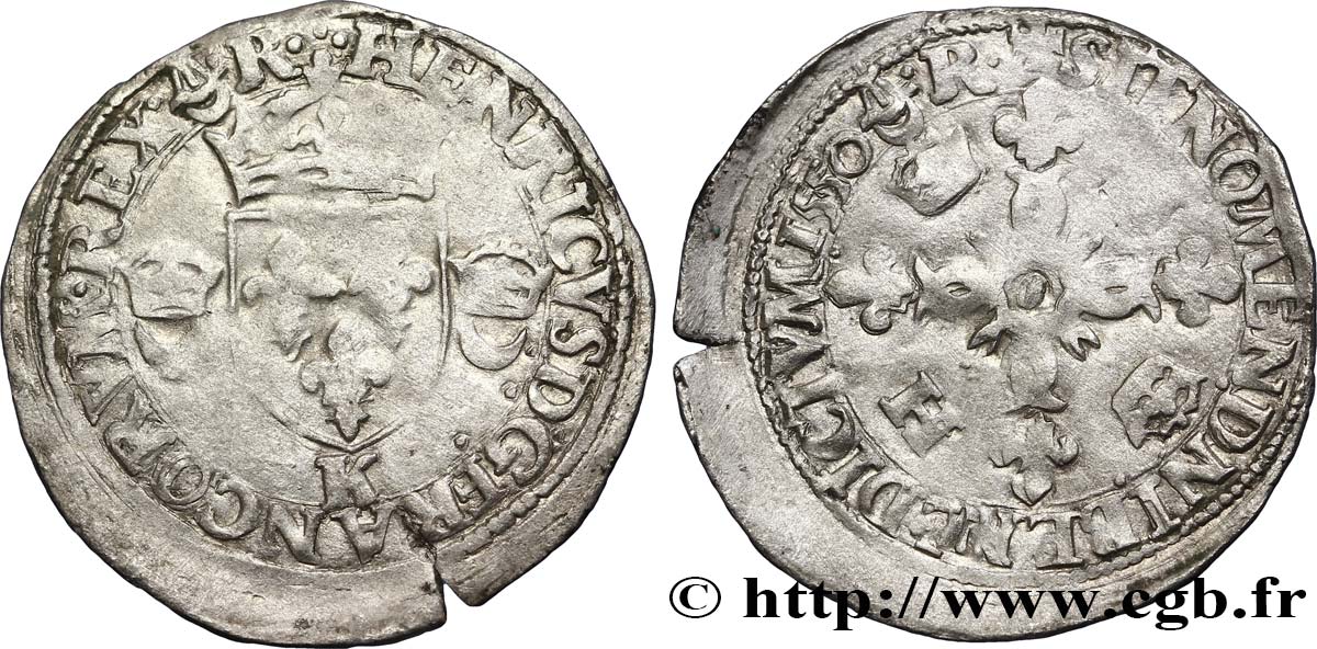 HENRI II Douzain aux croissants 1550 Bordeaux TB+