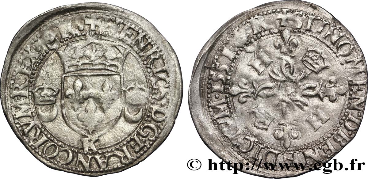 HENRI II Douzain aux croissants 1551 Bordeaux TTB