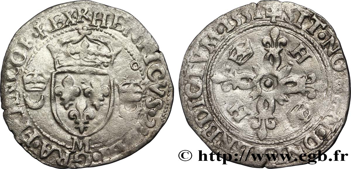 HENRI II Douzain aux croissants 1551 Toulouse TTB