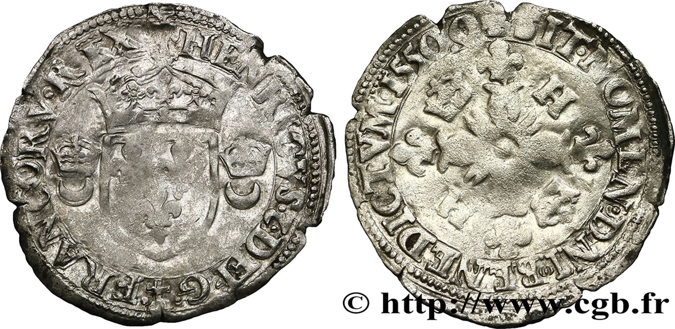 HENRI II Douzain aux croissants 1550 Montélimar TB/TB+