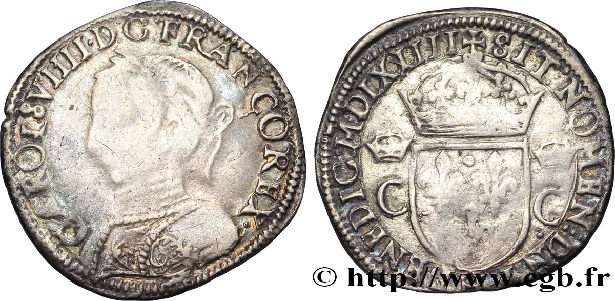 CHARLES IX Demi-teston, 2e type 1564 (MDLXIIII) La Rochelle TB+