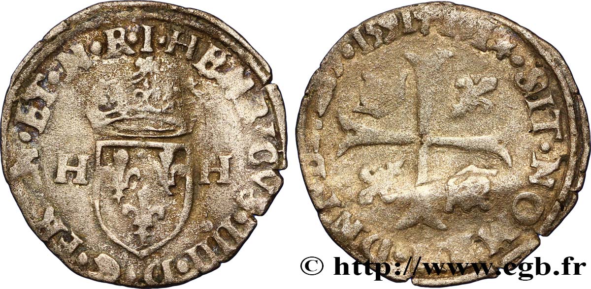LIGUE. COINAGE AT THE NAME OF HENRY III Douzain aux deux H, 1er type 1591 Limoges VF