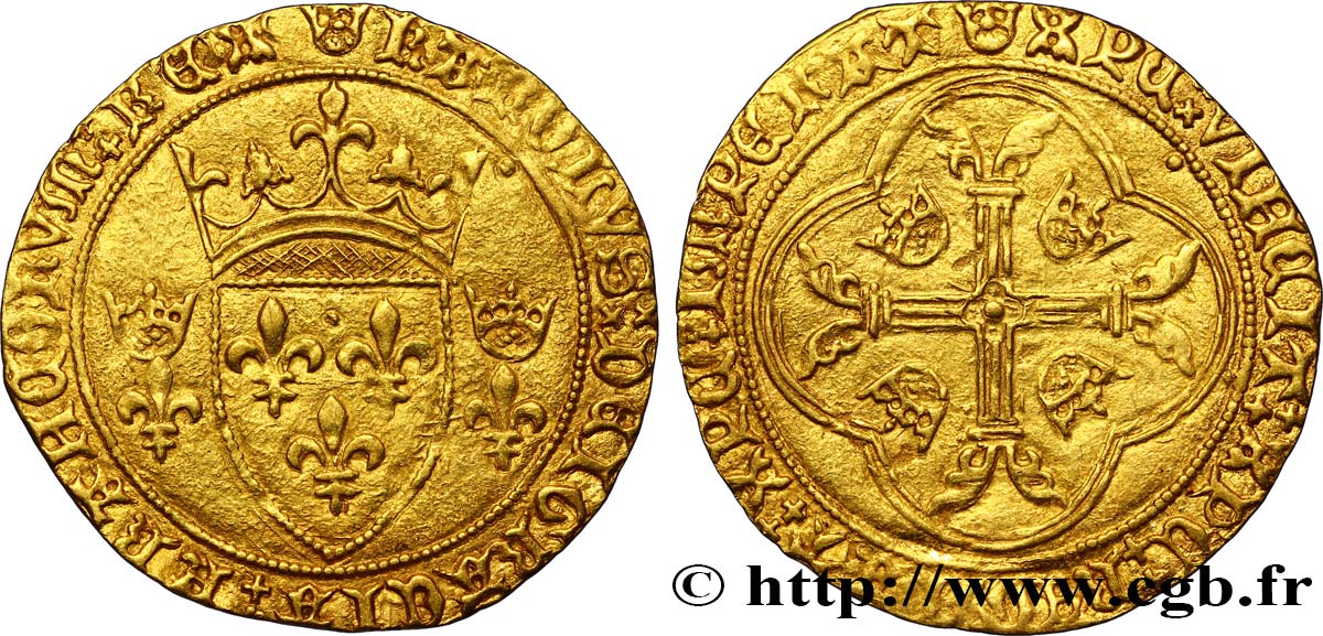 CHARLES VII LE VICTORIEUX Écu d or à la couronne ou écu neuf n.d. Montpellier TTB+