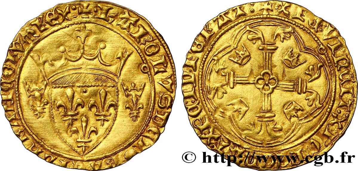 CHARLES VII LE VICTORIEUX Écu d or à la couronne ou écu neuf 28/01/1436 Toulouse SUP/TTB+
