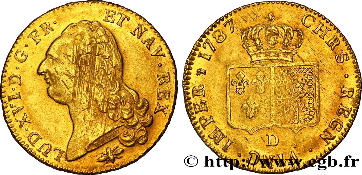 LOUIS XVI Double louis d’or aux écus accolés 1787 Lyon q.SPL