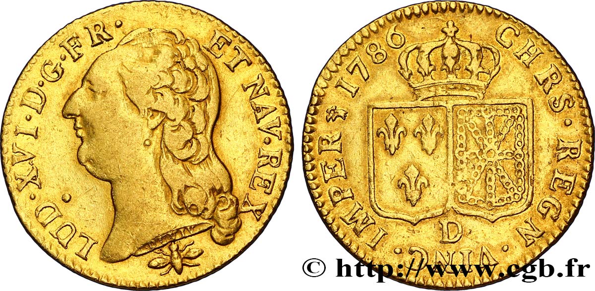 LOUIS XVI Louis d or aux écus accolés 1786 Lyon TB+