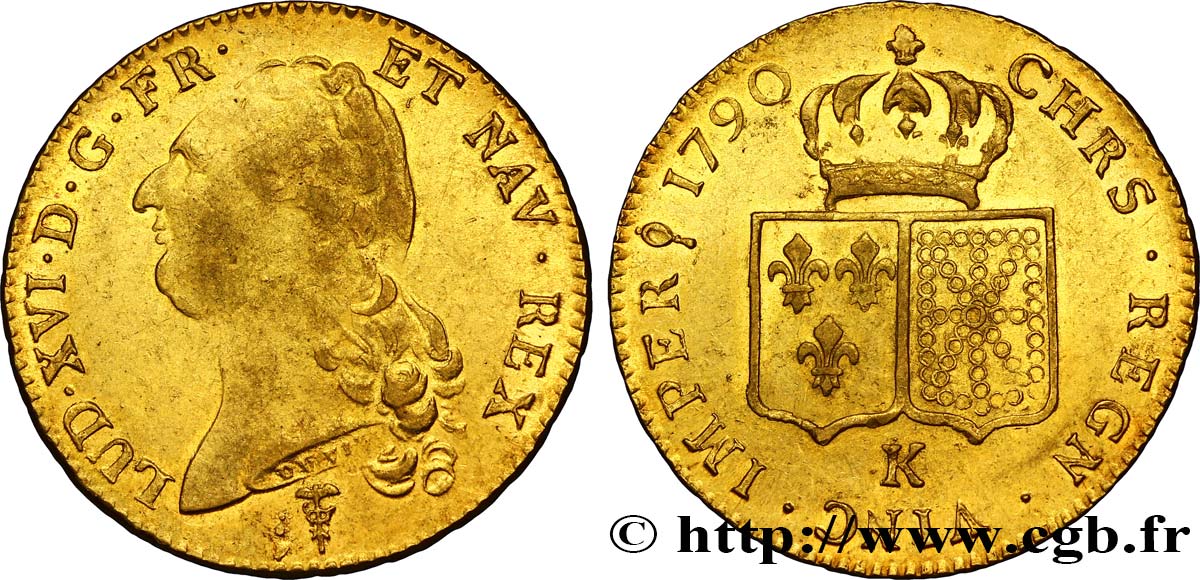 LOUIS XVI Double louis d’or aux écus accolés 1790 Bordeaux AU
