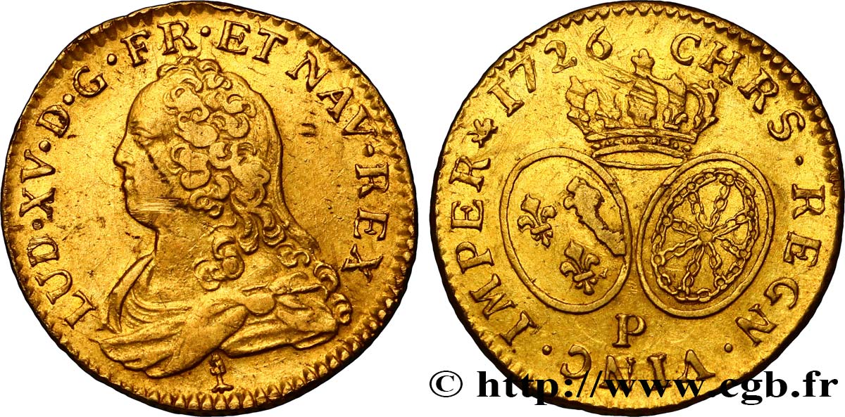 LOUIS XV DIT LE BIEN AIMÉ Louis d or aux écus ovales, buste habillé 1726 Dijon TTB