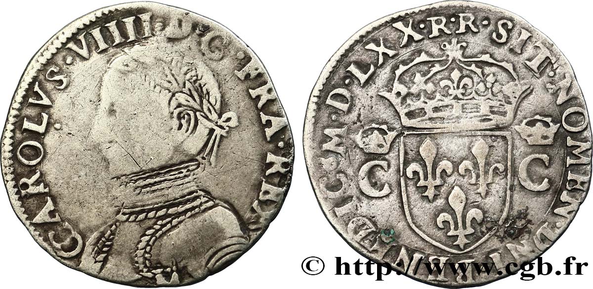 CHARLES IX Demi-teston, 2e type 1570 Toulouse TB+