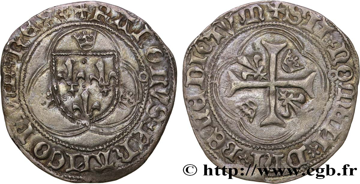 CHARLES VII LE VICTORIEUX Blanc à la couronne n.d. Toulouse TTB