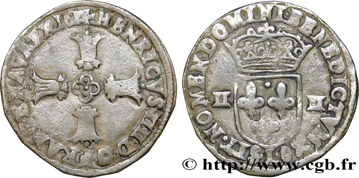 HENRI IV LE GRAND Quart d&nbsp;écu, croix feuillue de face n.d. Bayonne TB