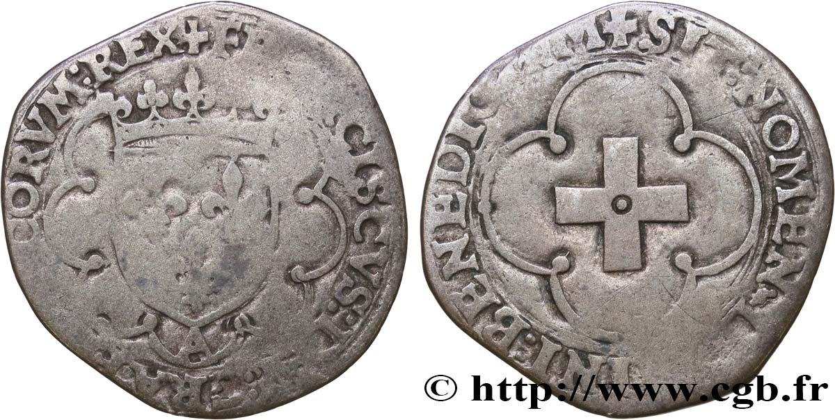 FRANÇOIS IER LE RESTAURATEUR DES LETTRES Douzain à la croisette, 1er type n.d. Paris B+