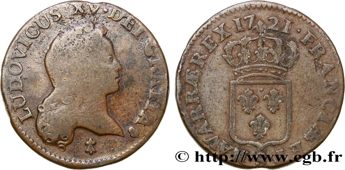 LOUIS XV DIT LE BIEN AIMÉ Demi-sol au buste enfantin 1721 Reims TB+