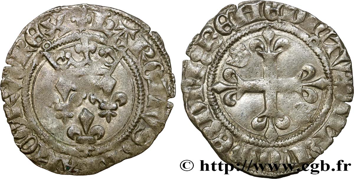 CHARLES VI LE FOU OU LE BIEN AIMÉ Gros dit &nbsp;florette&nbsp; n.d. Paris TB+/TTB