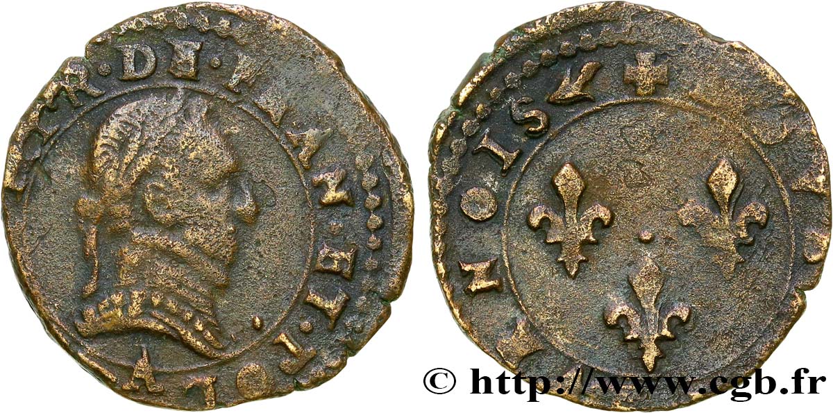 LIGUE. COINAGE AT THE NAME OF HENRY III Double tournois n.d. Paris VF