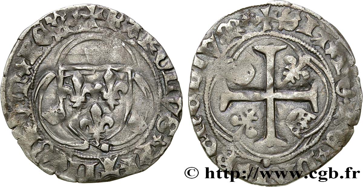 CHARLES VII LE VICTORIEUX Blanc à la couronne n.d. Limoges TB+